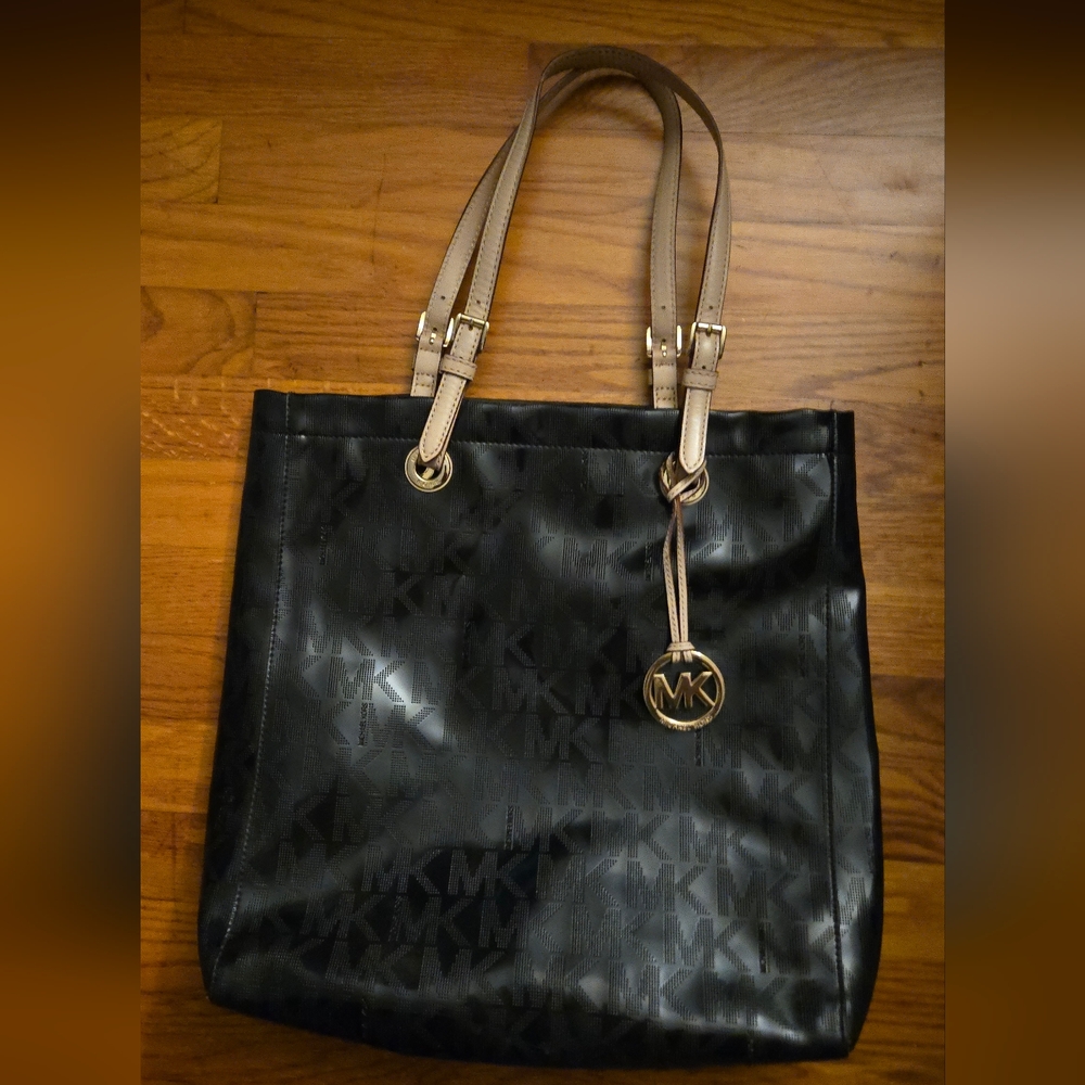 Michael Kors Black Tote Bag - Glossy looking material see photo